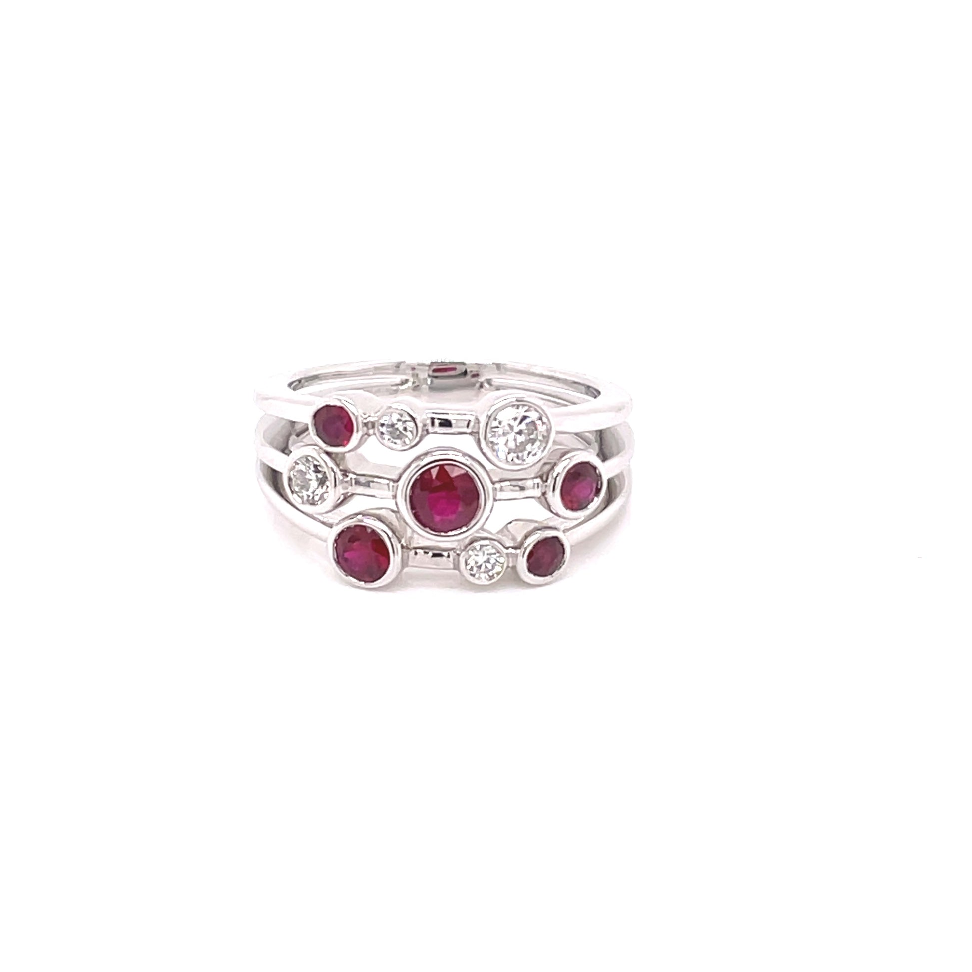 Ruby and Diamond Bubble Style Ring  Gardiner Brothers   
