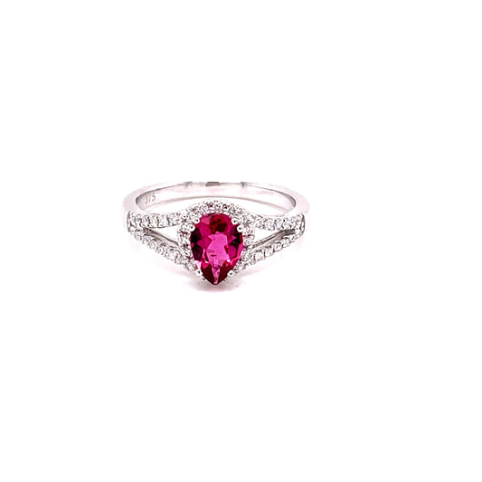 Pink Tourmaline and Diamond Halo Style Ring  Gardiner Brothers   