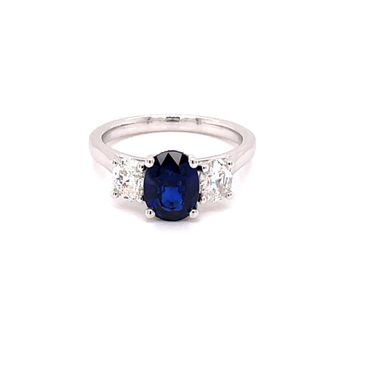 Sapphire and Diamond Oval Shaped 3 Stone  Gardiner Brothers   