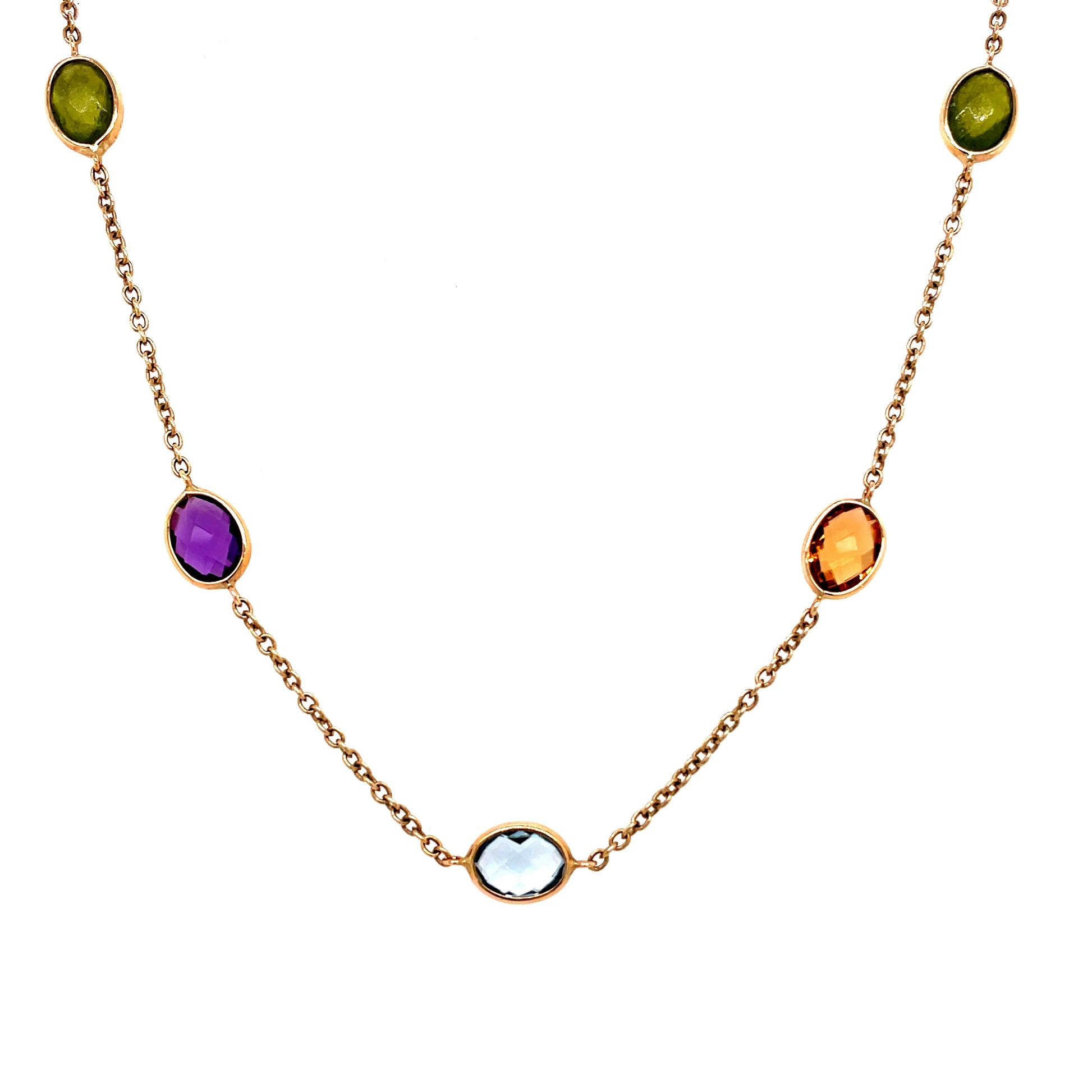 Yellow Gold Multi Stone Necklet  Gardiner Brothers   