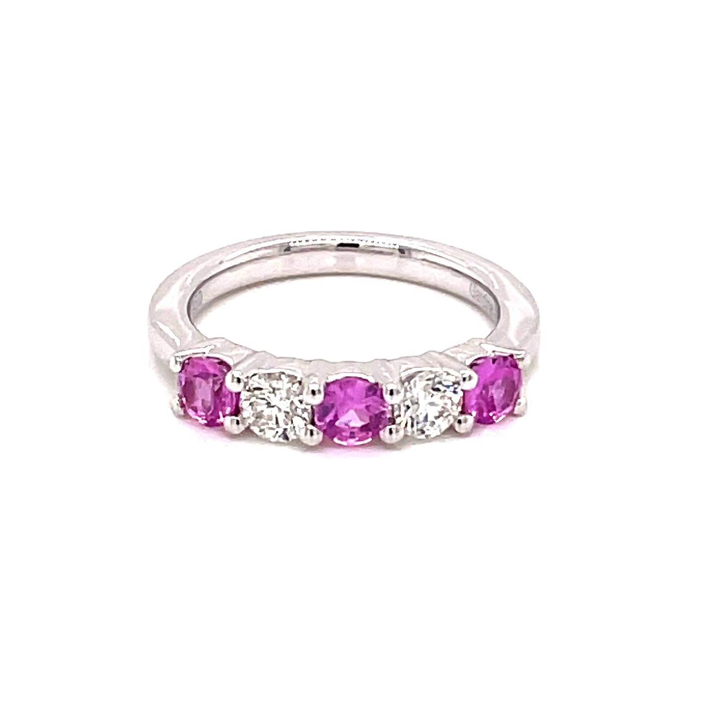Pink Sapphire and Round Brilliant Cut Diamond 5 Stone Ring  Gardiner Brothers   