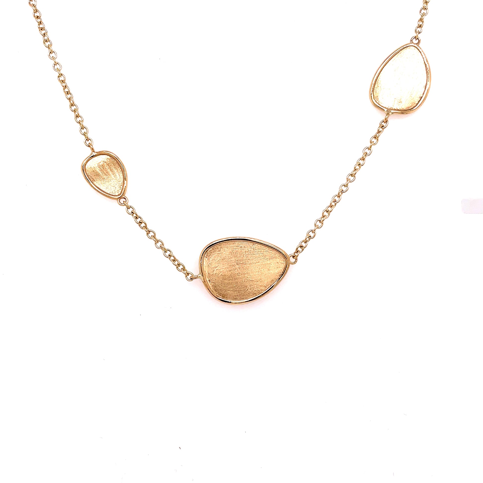 Gold Ovular Shaped Station Necklace  Gardiner Brothers   
