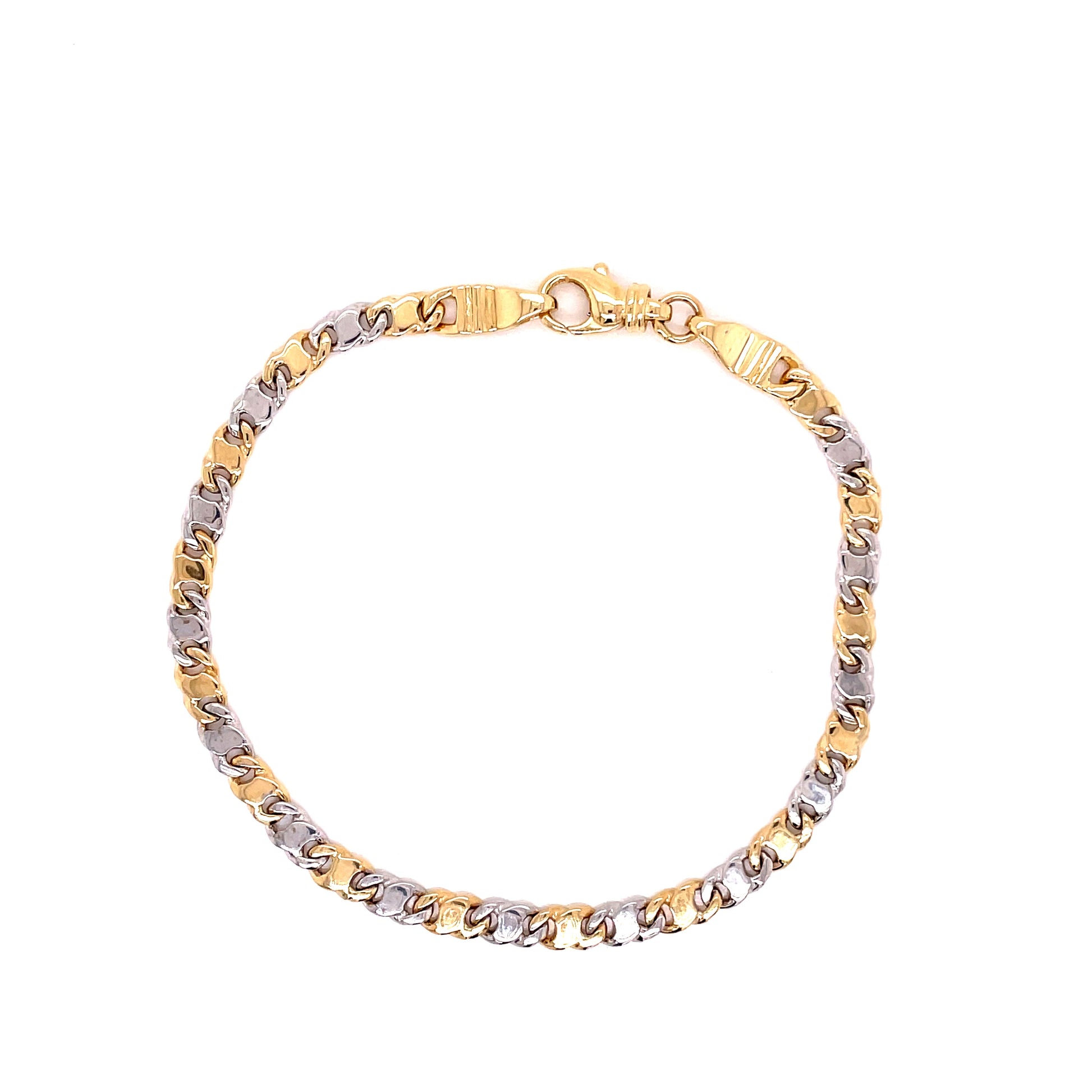 Yellow and White Gold Fancy Link Bracelet  Gardiner Brothers   