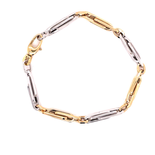 Yellow and White Gold Paper Chain Link Bracelet  Gardiner Brothers   