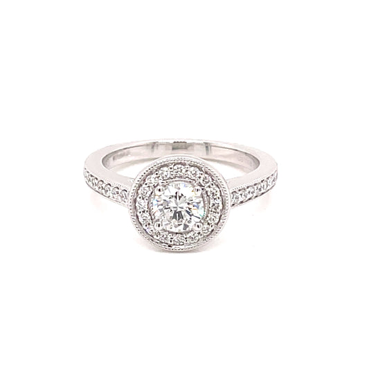 Round Brilliant Cut Vintage Style Halo Ring - 0.71cts  Gardiner Brothers   