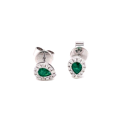 Emerald and Diamond Pear Shaped Diamond Earrings  Gardiner Brothers   