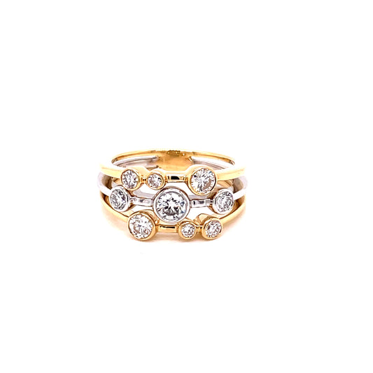 Yellow and White Gold Diamond Style Bubble Ring ~ 0.87cts  Gardiner Brothers   