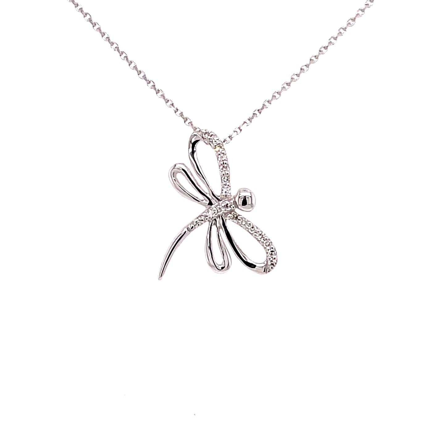 White Gold Dragonfly Style Diamond Pendant  Gardiner Brothers   