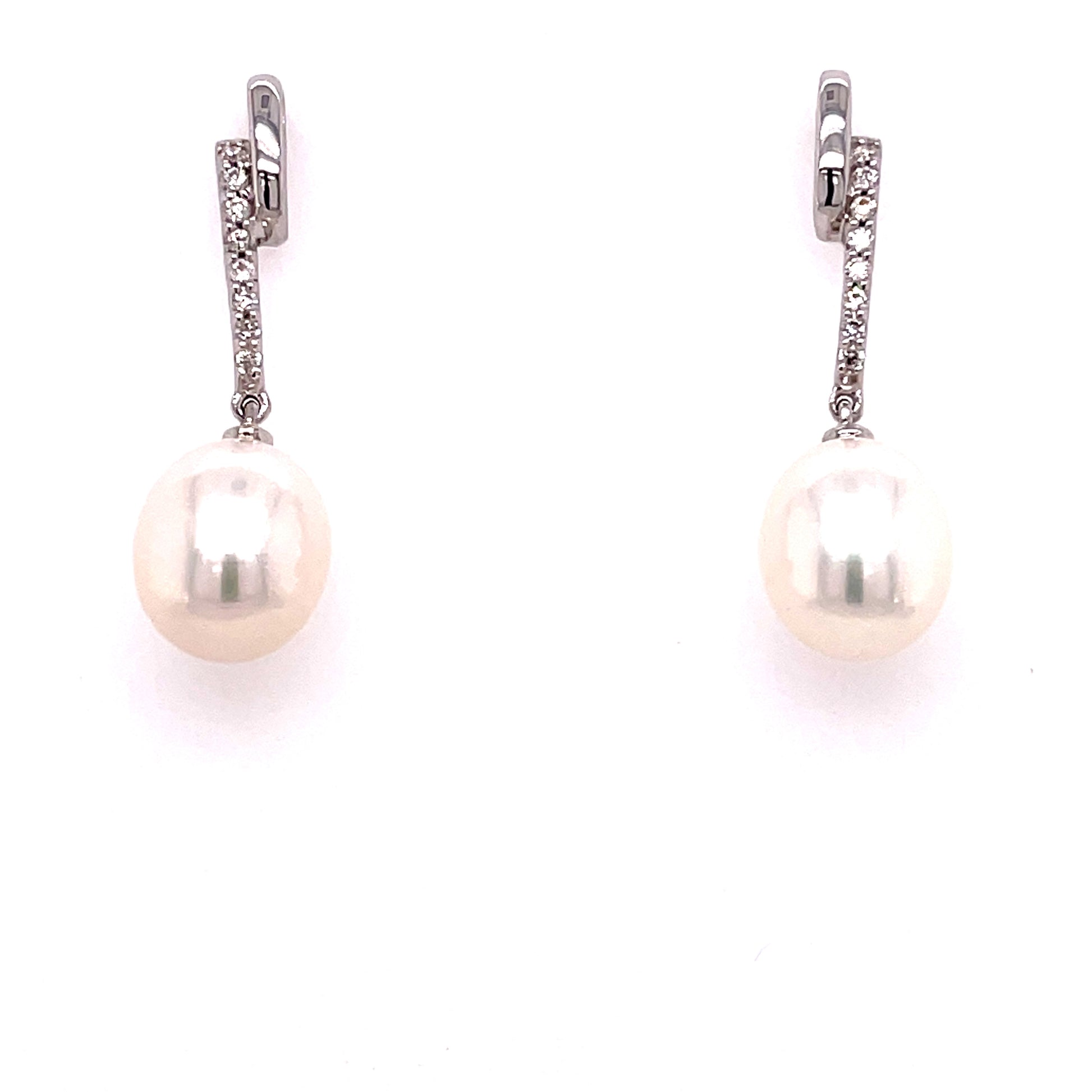Akoya Pearl and Round Brilliant Cut Diamond Drop Style Earring  Gardiner Brothers   