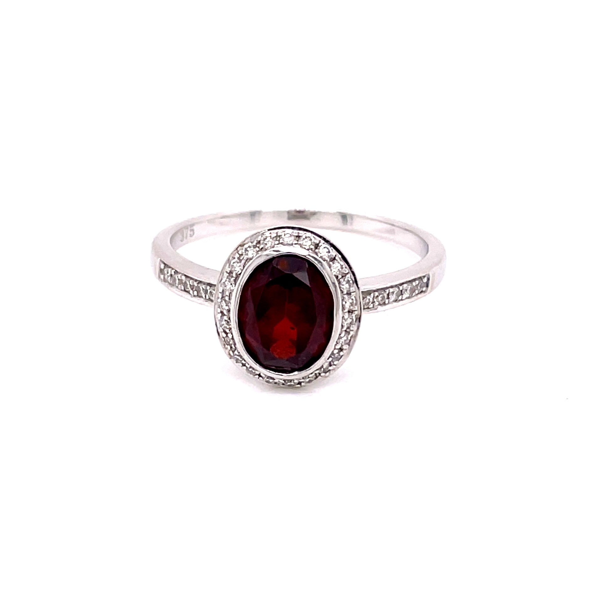 Garnet and Diamond Halo Style Ring  Gardiner Brothers   