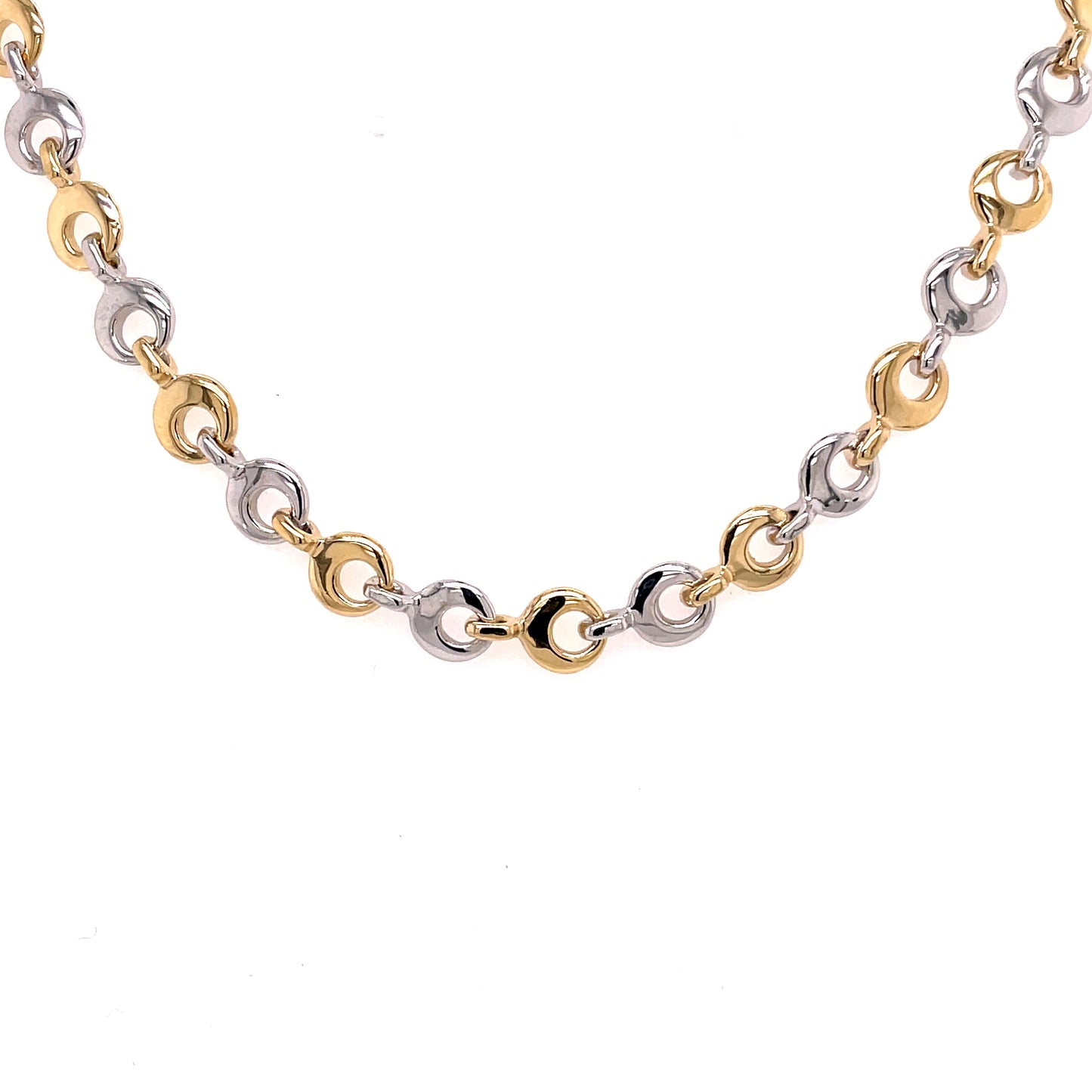 Yellow and White Gold Fancy Round Link Necklet  Gardiner Brothers   