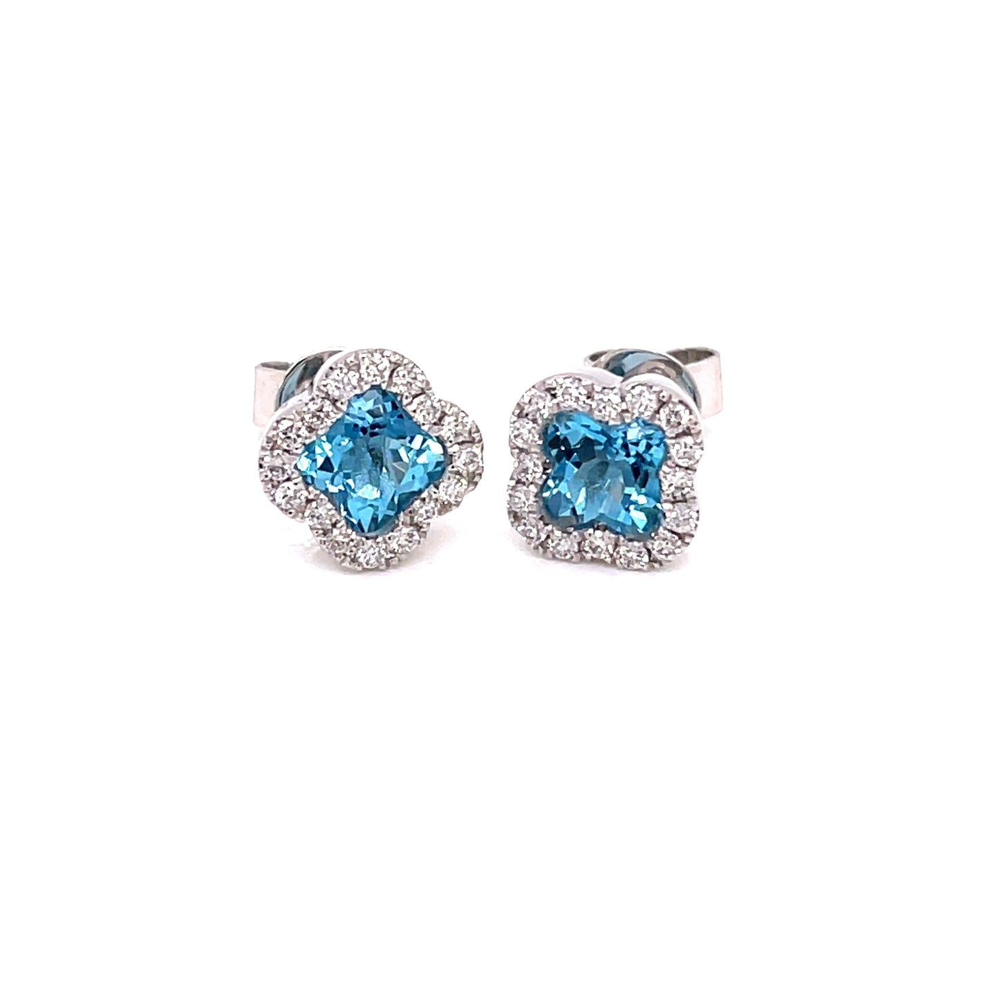 Swiss Blue Topaz and Diamond Halo Style Earrings  Gardiner Brothers   
