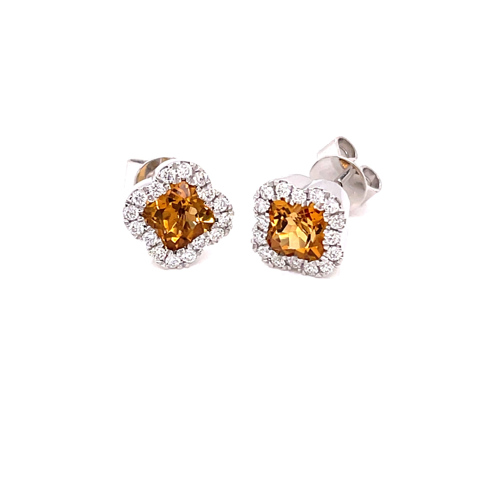 Citrine and Diamond Halo Style Earrings  Gardiner Brothers   