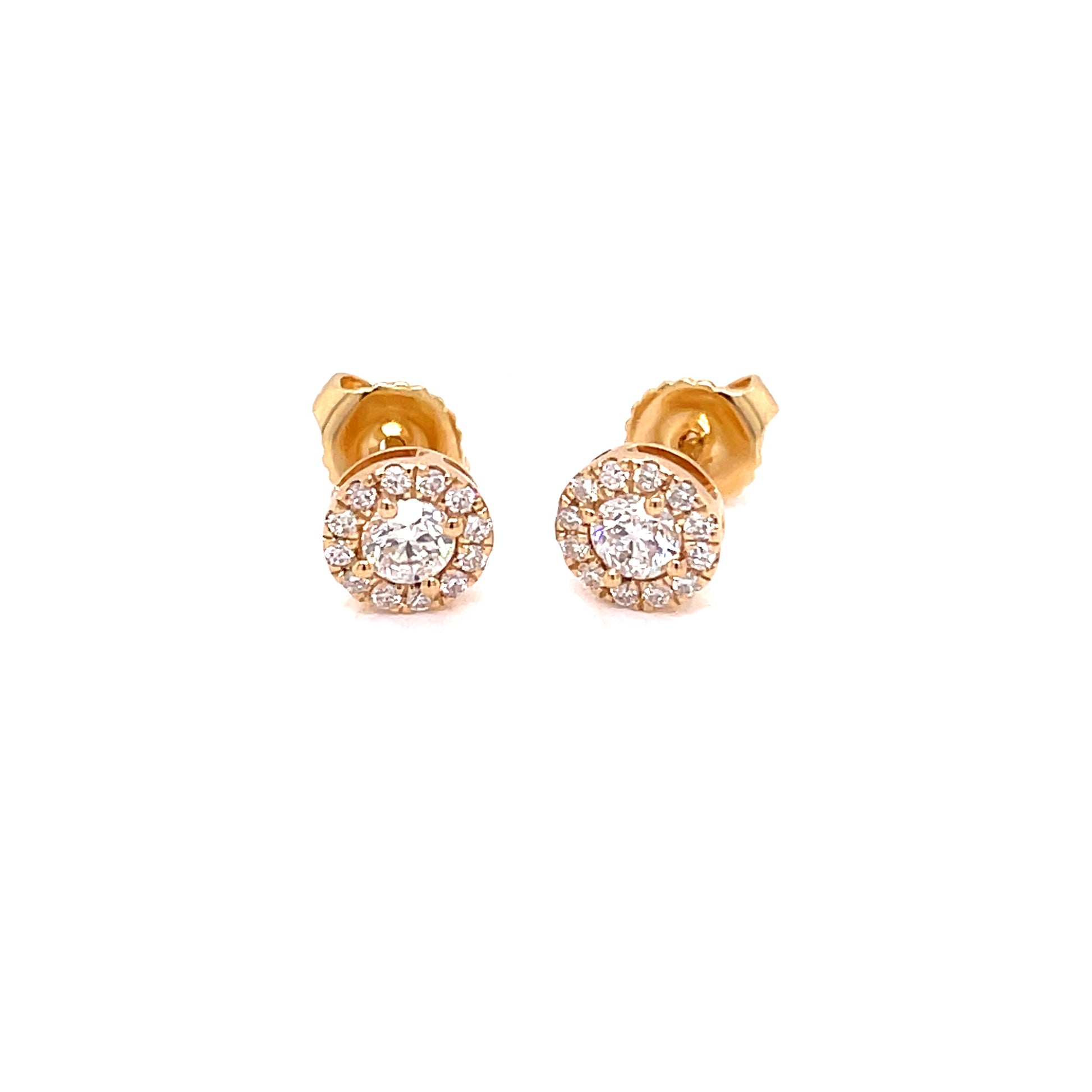 Round Brilliant Cut Diamond halo Style Earrings  Gardiner Brothers   