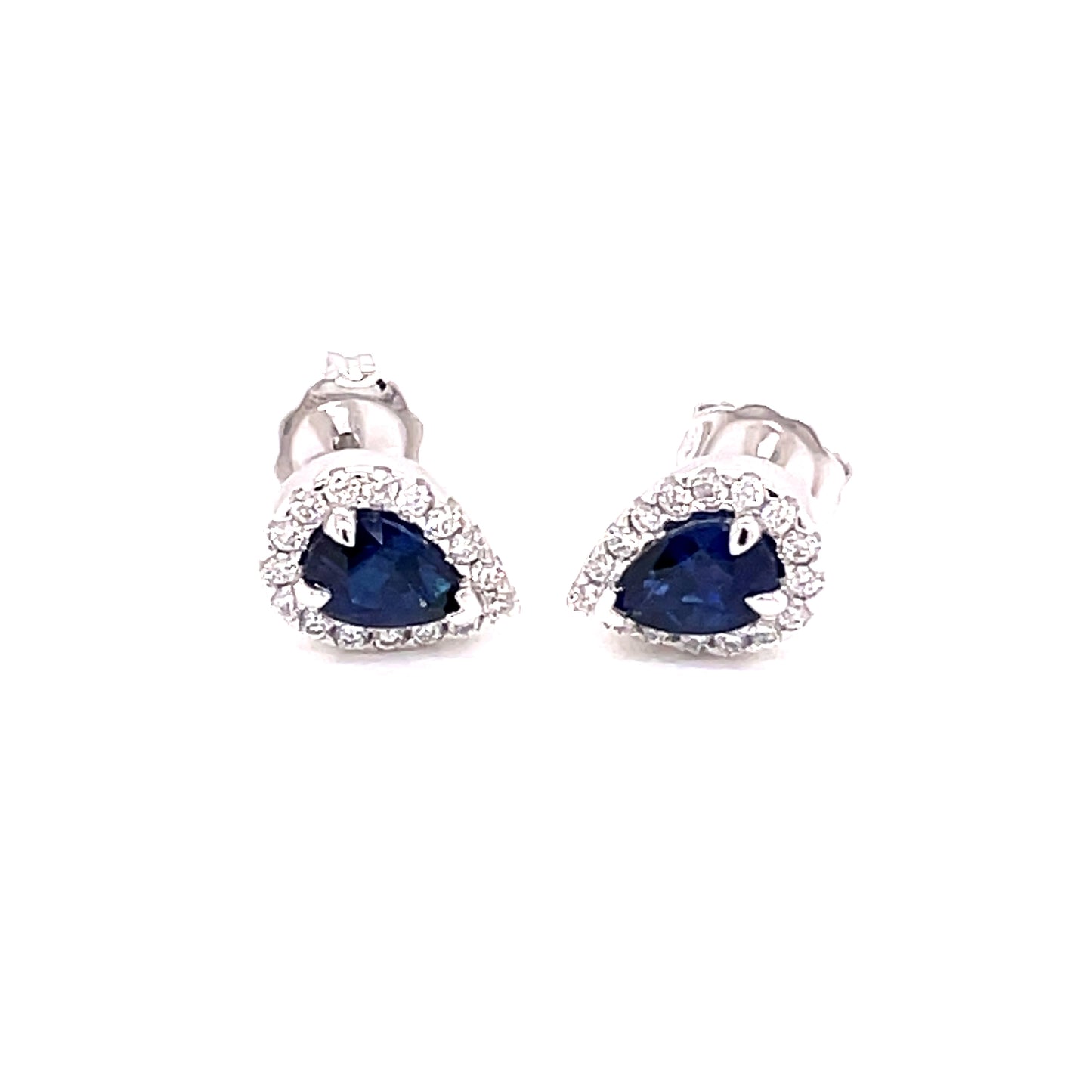 Sapphire and Diamond Pear Shaped Halo Style Earrings  Gardiner Brothers   
