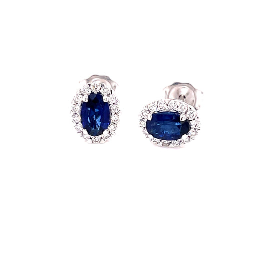 Sapphire and Diamond Oval Shaped Halo Earrings  Gardiner Brothers   