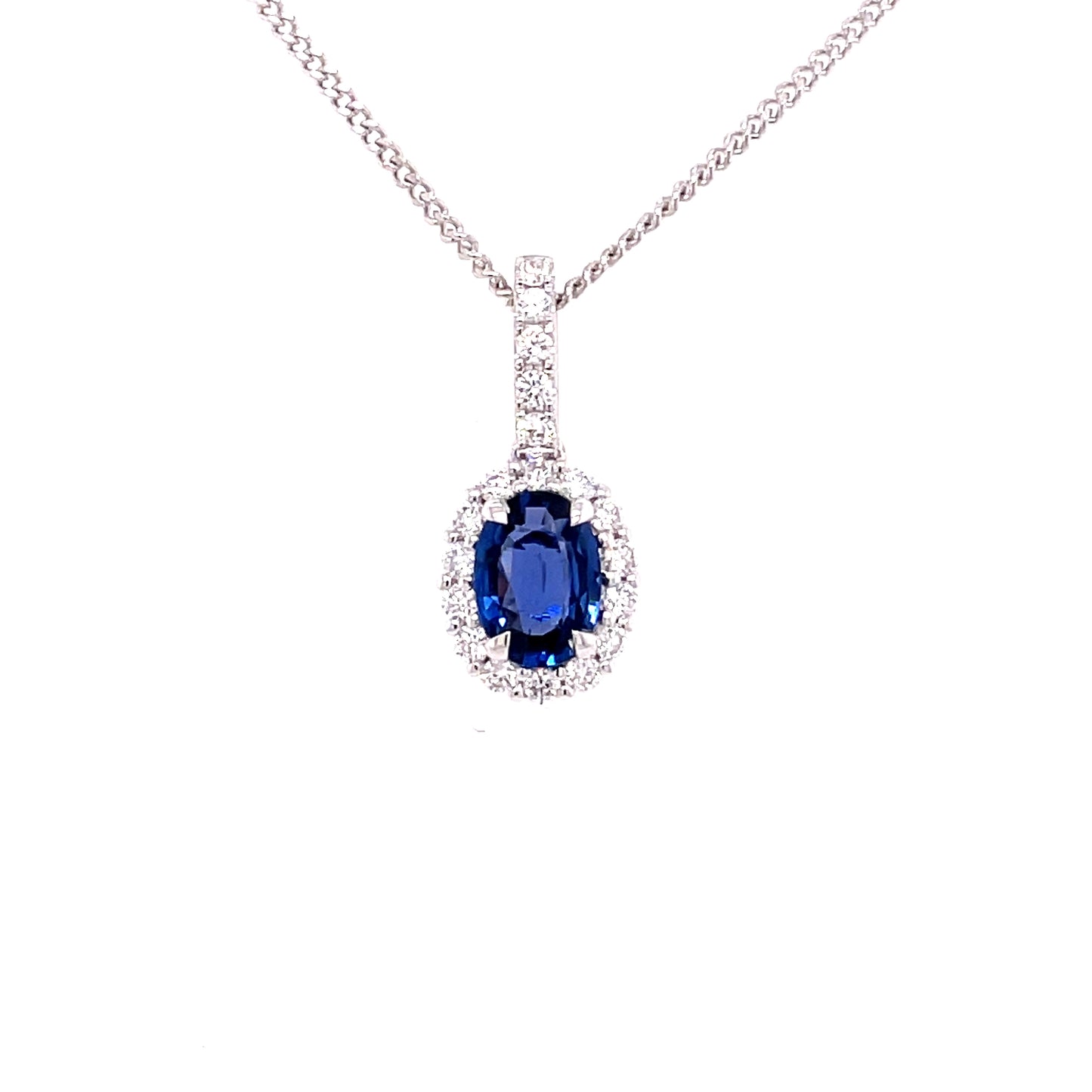 Sapphire and Diamond Oval Shaped Pendant  Gardiner Brothers   