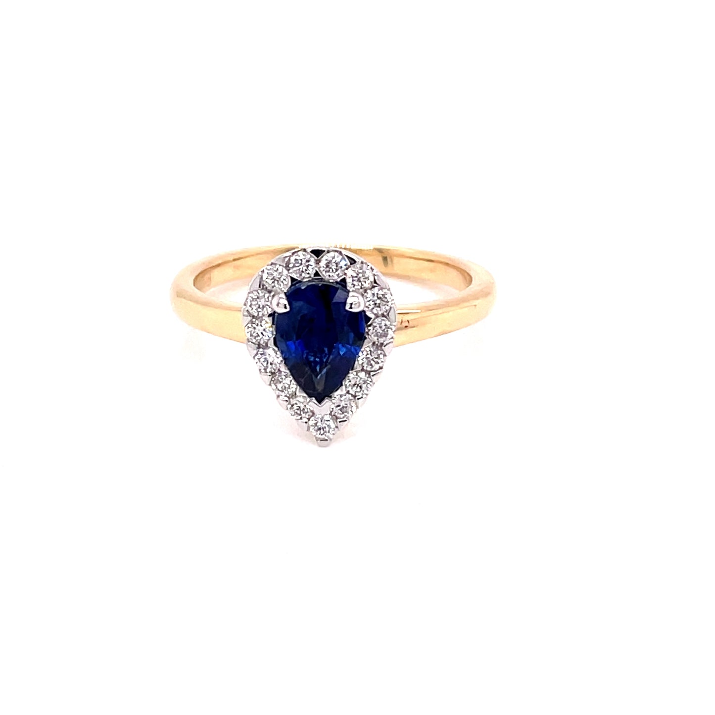Sapphire and Diamond Pear Shaped Halo Style Ring  Gardiner Brothers   