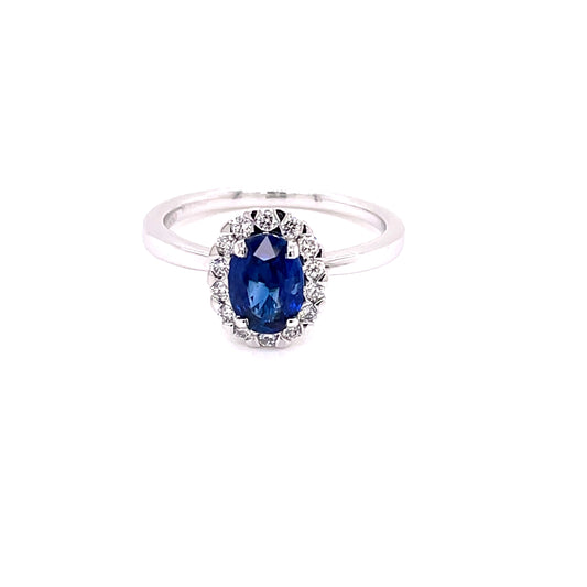 Sapphire and Diamond Oval Shaped Halo Ring  Gardiner Brothers   