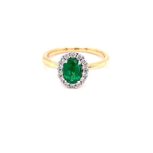 Emerald and Diamond Oval Shaped Halo Ring  Gardiner Brothers   