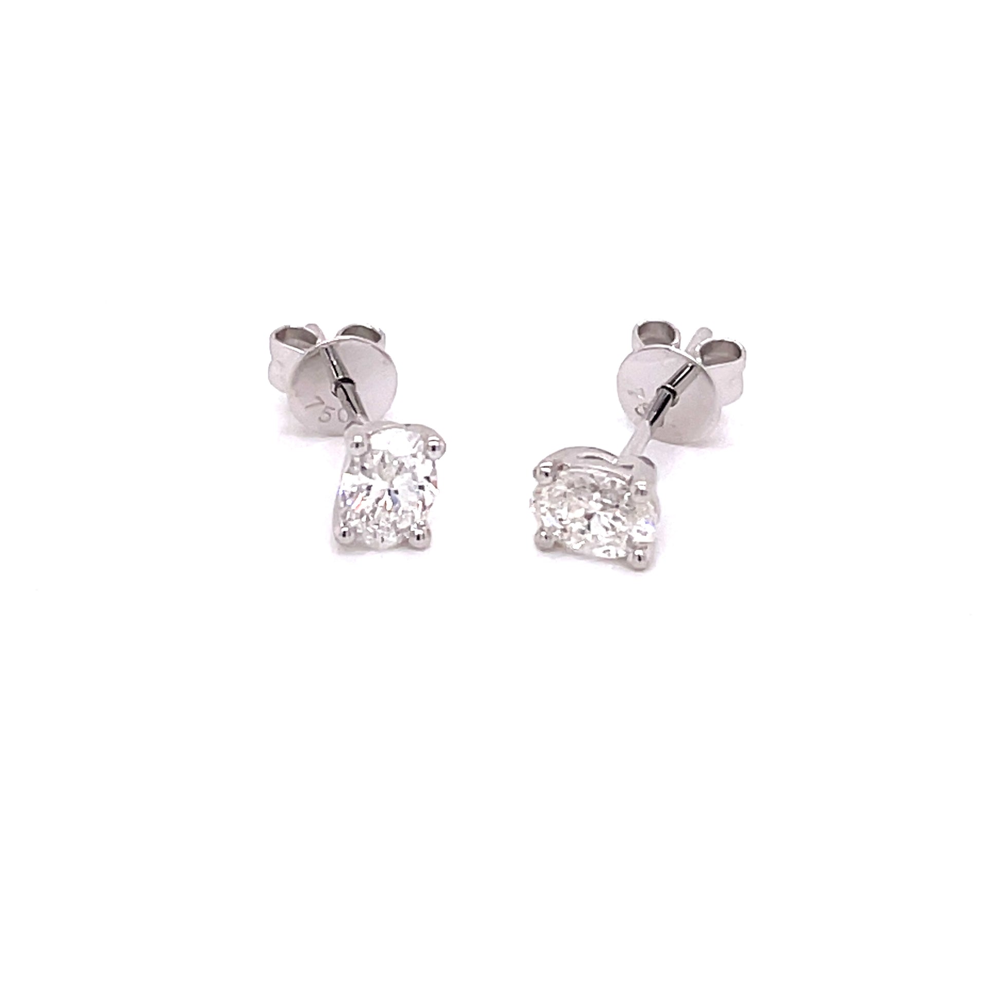Oval Shaped Diamond Solitaire Earrings - 0.60cts  Gardiner Brothers   