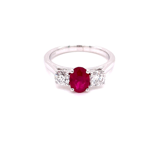 Ruby and Diamond 3 Stone Ring  Gardiner Brothers   