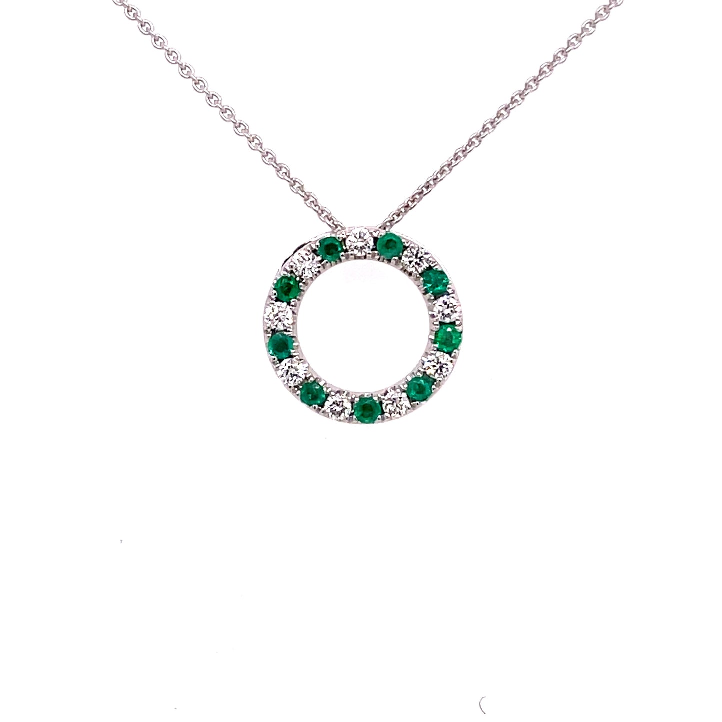 Emerald and Diamond Circle Pendant  Gardiner Brothers   