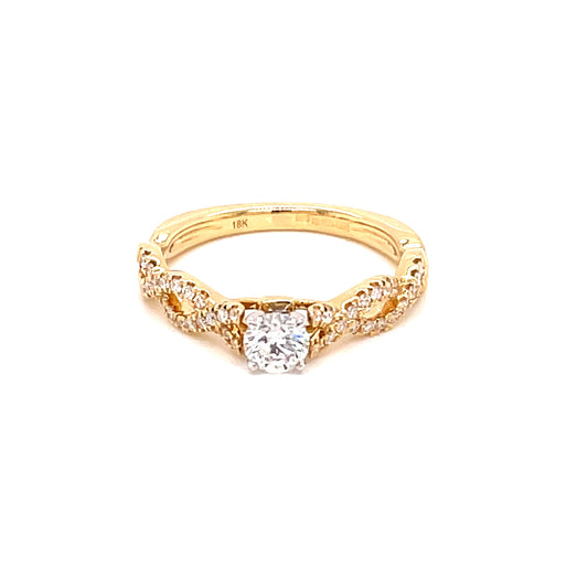 Round Brilliant Cut Diamond Ring With Twisted Diamond Set Shoulders - 0.55cts  Gardiner Brothers   