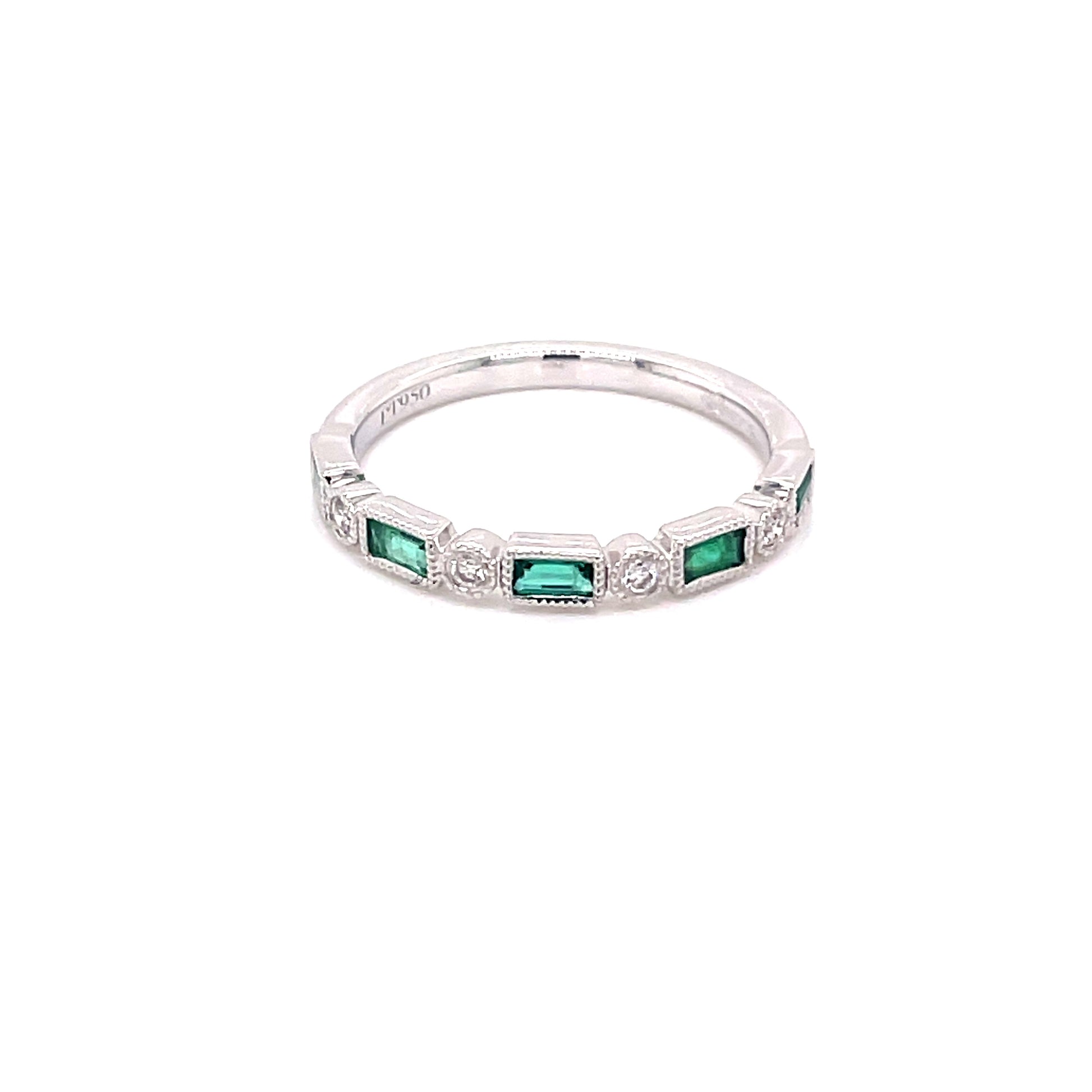 Emerald and Round Brilliant Cut Diamond Dress Ring  Gardiner Brothers   