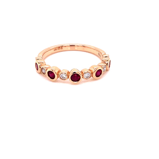 Ruby and Round Brilliant Cut Diamond Dress Ring  Gardiner Brothers   