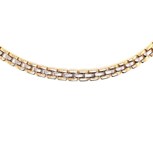Yellow and White Gold Brick Style Necklet  Gardiner Brothers   