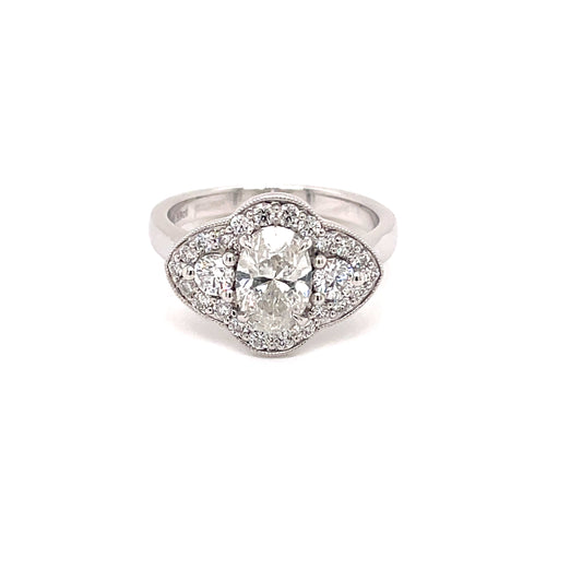 Oval Shaped Aurora Diamond Halo Style Ring - 1.50cts  Gardiner Brothers   