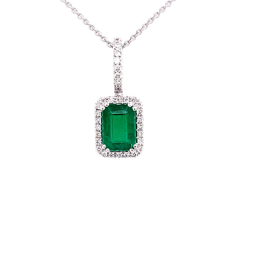 Emerald and Diamond Halo Style Pendant  gardiner-brothers   