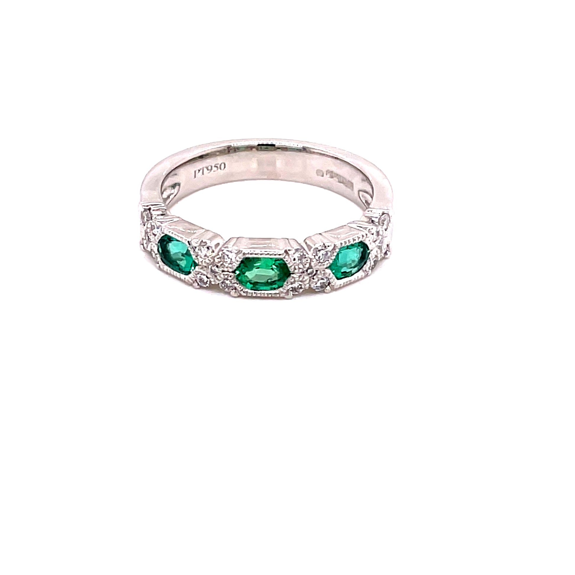 Emerald and Diamond Vintage Style Eternity Ring  Gardiner Brothers   