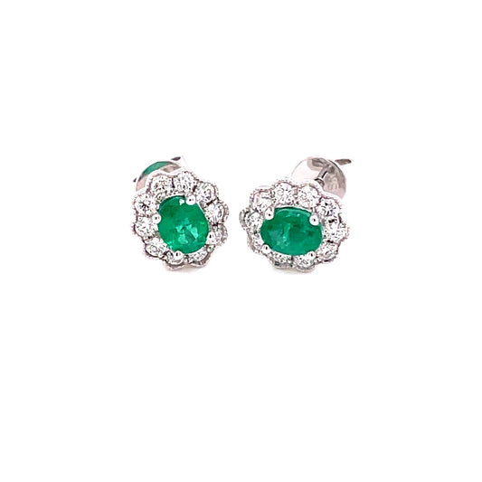 Emerald and Diamond Vintage Style Cluster Earrings  Gardiner Brothers   