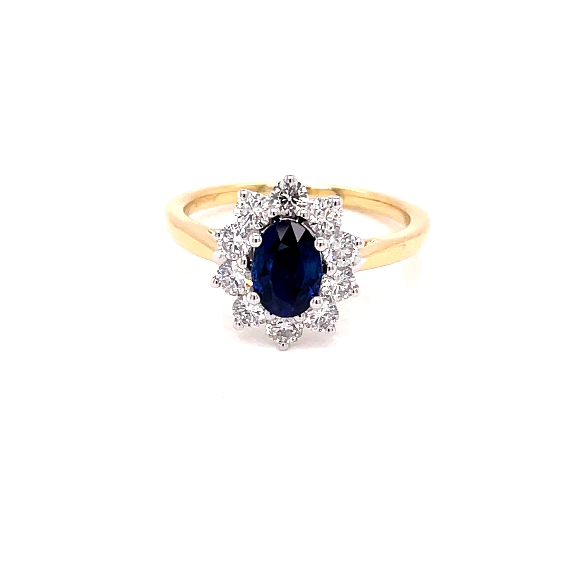 Sapphire and Round Brilliant Cut Diamond Cluster Style Ring  Gardiner Brothers   