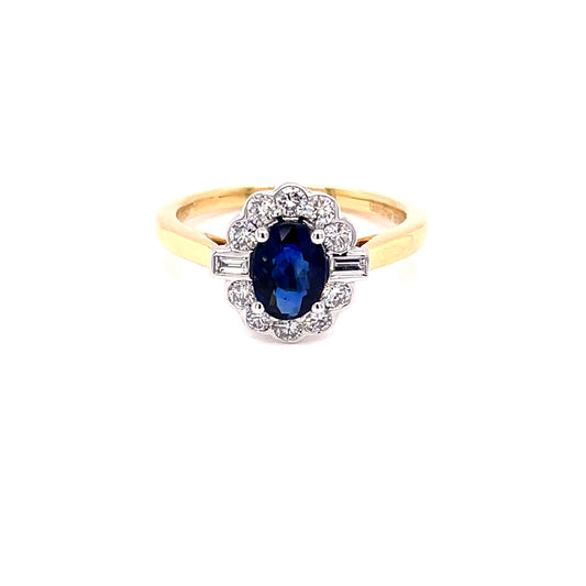 Sapphire and Diamond Fancy Cluster Style Ring  Gardiner Brothers   