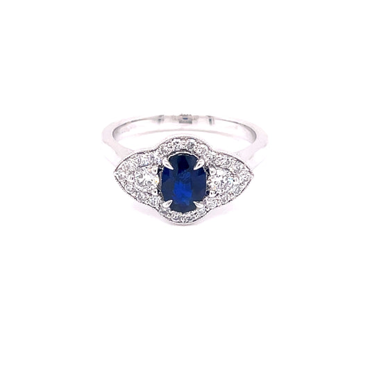 Sapphire and Diamond Vintage Style Cluster Ring  Gardiner Brothers   
