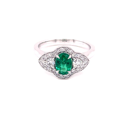 Emerald and Diamond Vintage Style Cluster Ring  Gardiner Brothers   