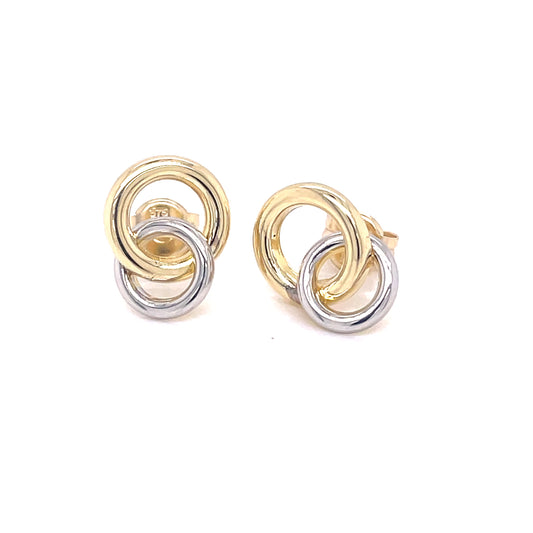 Yellow and White Gold Interlocking Circles Earrings  Gardiner Brothers   