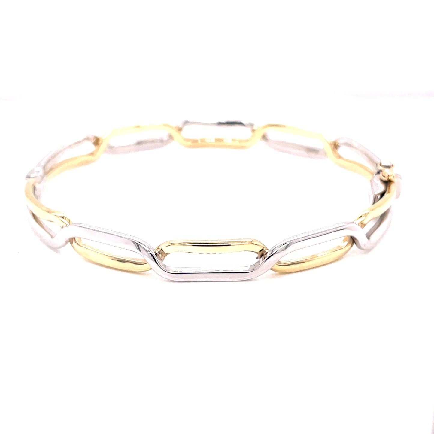 Yellow and White Gold Oblong Shaped Bangle  Gardiner Brothers   