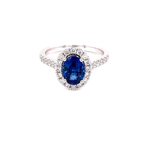 Sapphire and Diamond Oval Shaped Halo Ring  Gardiner Brothers   