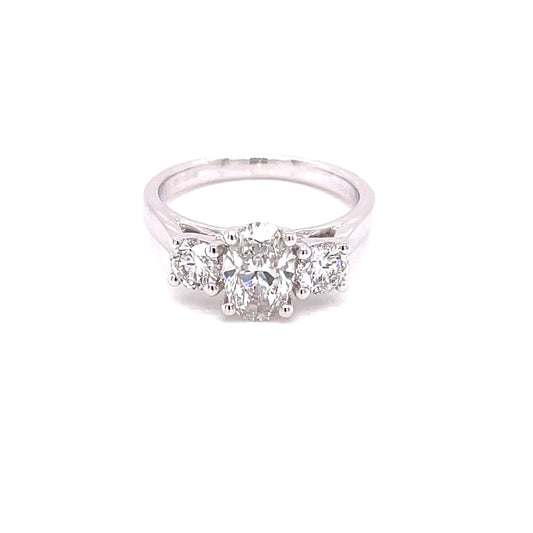 Oval and Round Brilliant Cut Diamond 3 Stone Ring - 1.62cts  Gardiner Brothers   