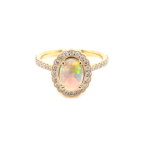 Opal and Round Brilliant Cut Diamond Cluster Style Ring  Gardiner Brothers   