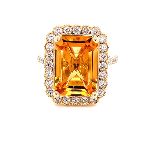 Citrine and round Brilliant Cut Diamond, Vintage Style Cluster Ring  Gardiner Brothers   
