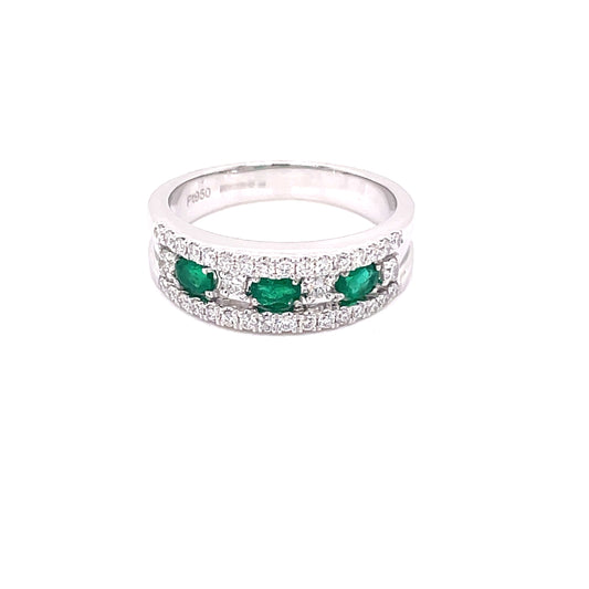 Emerald and Round Brilliant Cut Diamond Eternity Style Ring  Gardiner Brothers   
