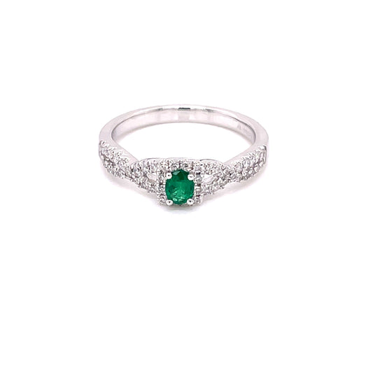 Emerald and Round Brilliant Cut Diamond Halo Style Ring  Gardiner Brothers   