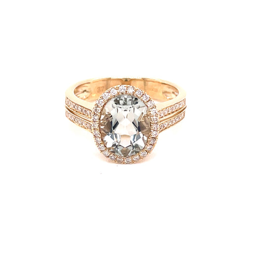 Green Amethyst and Diamond Halo Style Ring  Gardiner Brothers   