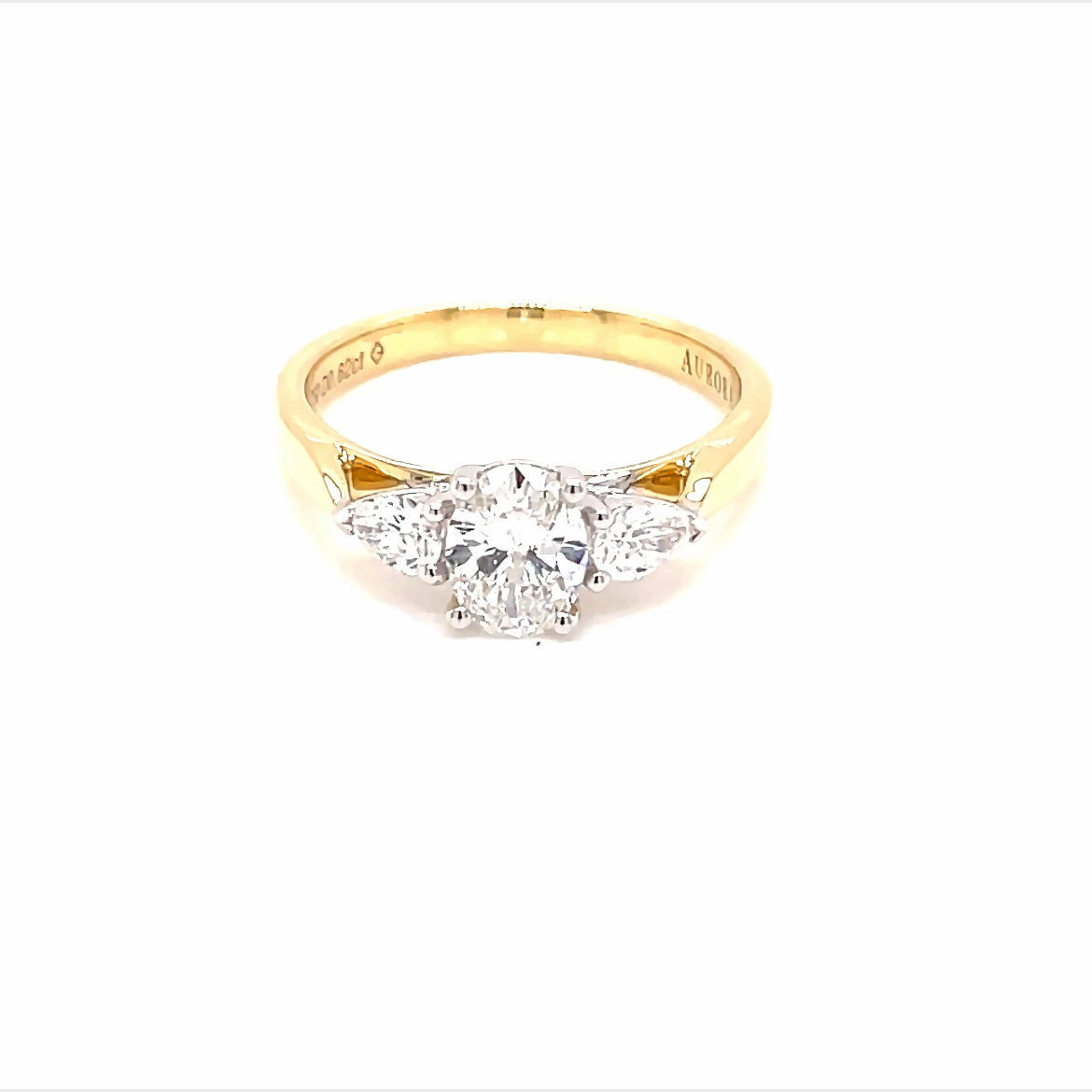 Oval and Pear Shaped Aurora Diamond 3 Stone Ring - 1.02cts  Gardiner Brothers   