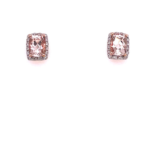 Morganite and Diamond Halo Style Earrings  Gardiner Brothers   